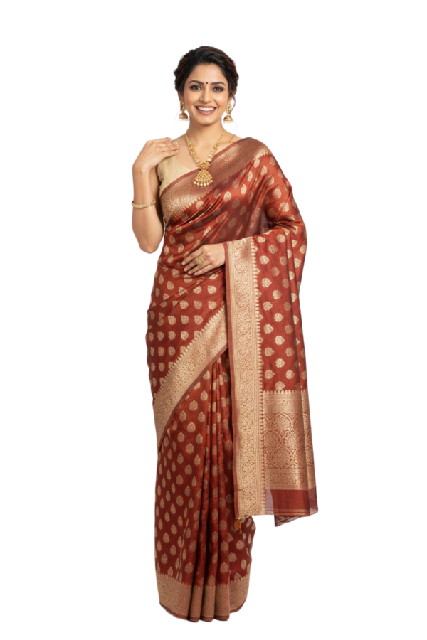 Red Woven Viscous Wedding Saree