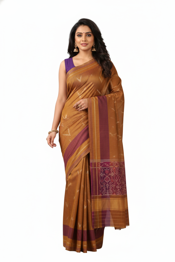 Brown Pure Silk Patola Saree