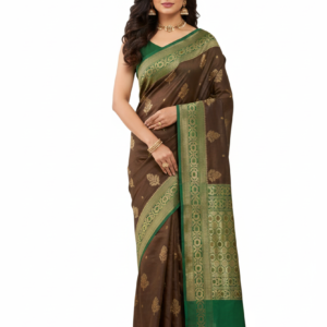Dark Brown Silk Banarasi saree