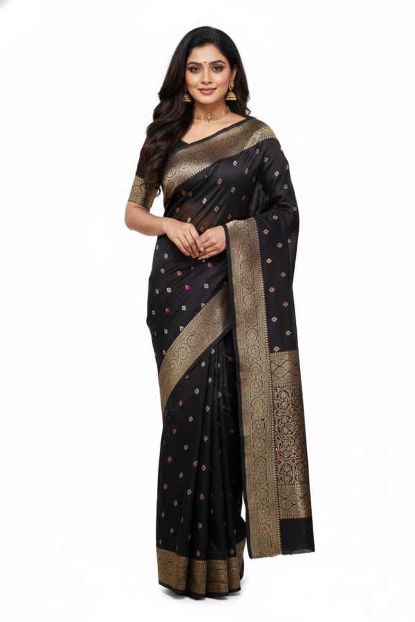 Black Silk Banarasi saree