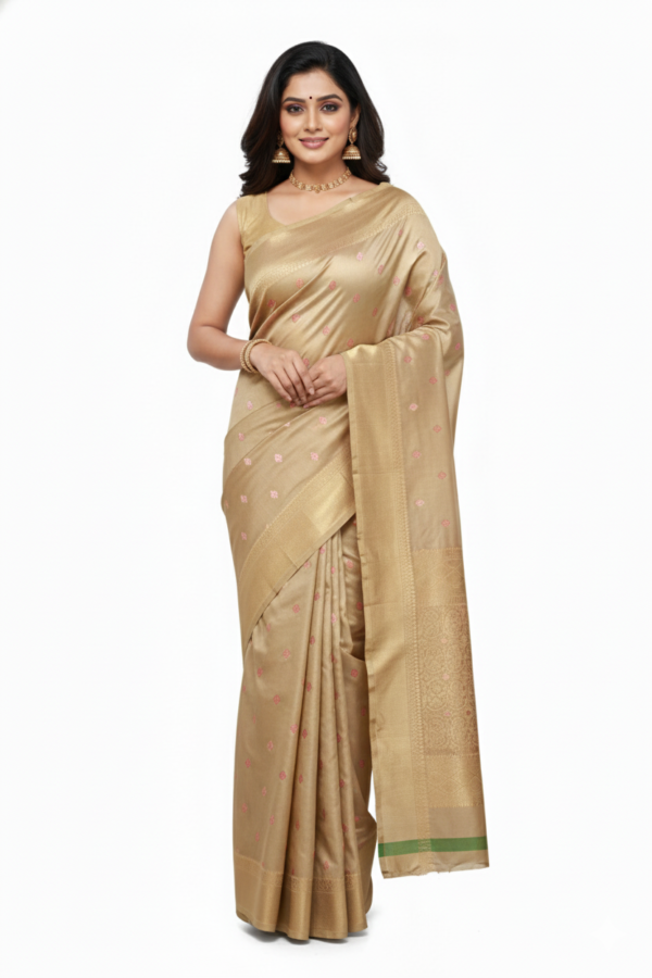 Beige Pure Silk Kanchipuram Saree