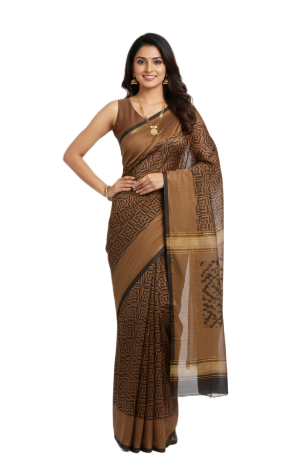Brown Woven viscous Tissue Party Saree