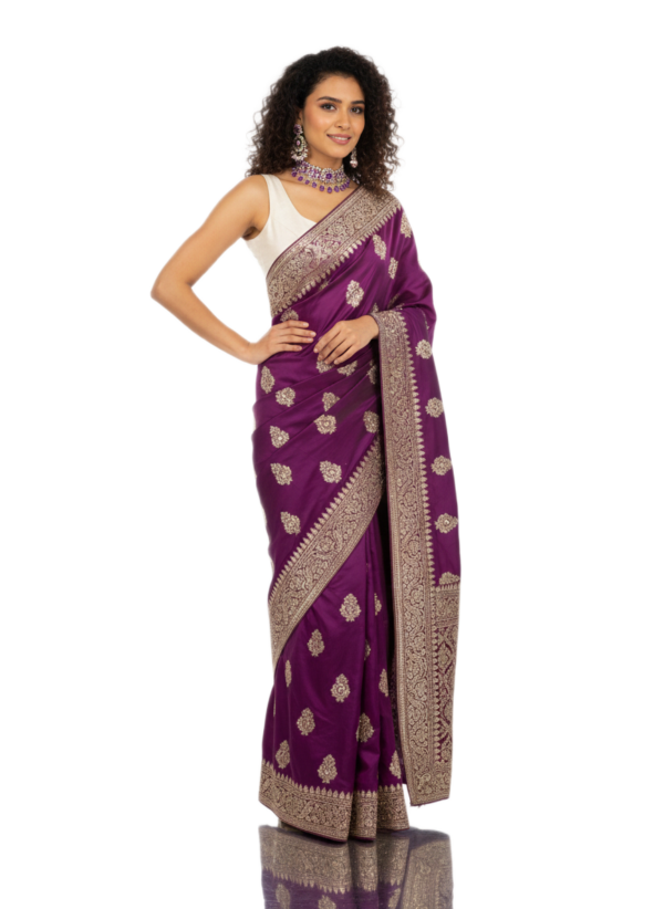 Purple Silk Woven Weding Saree