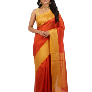 Orange Pure Silk Kanchipuram Saree