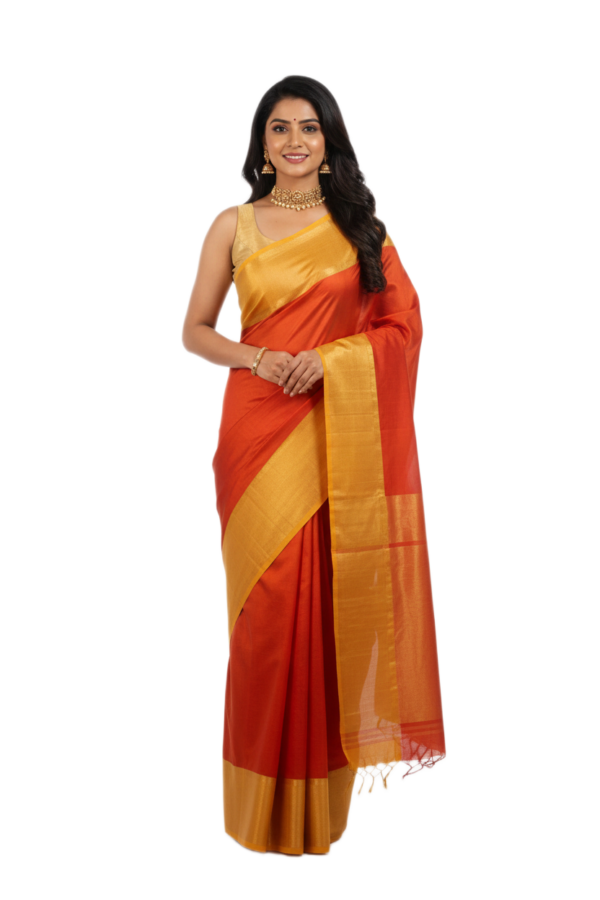 Orange Pure Silk Kanchipuram Saree