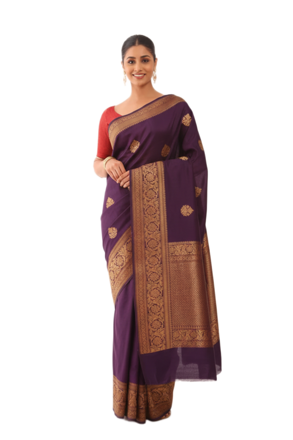 Silk Woven Purple Banarasi saree