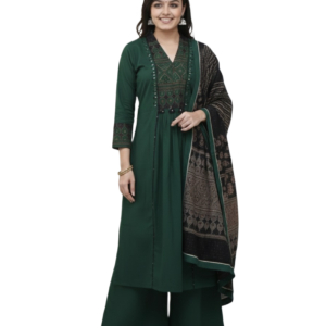 Cotton Green Printed Kurta Set
