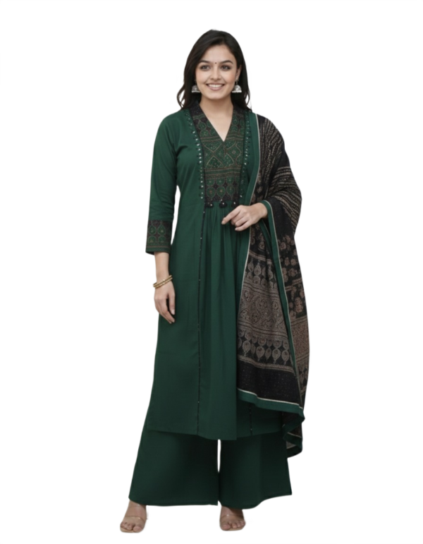 Cotton Green Printed Kurta Set