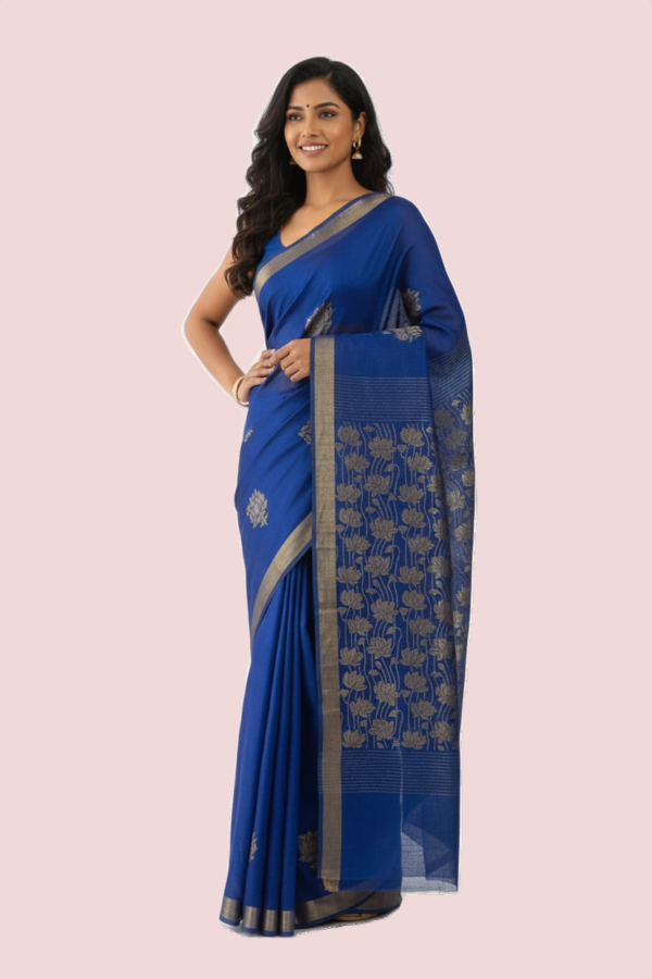 Woven Blue Tussar Saree