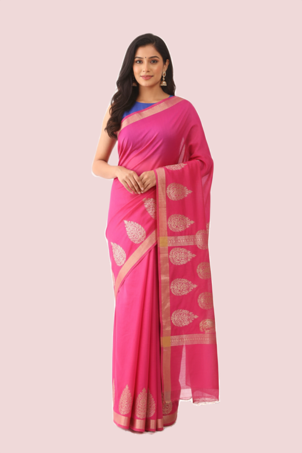 Woven Pink Tussar Saree