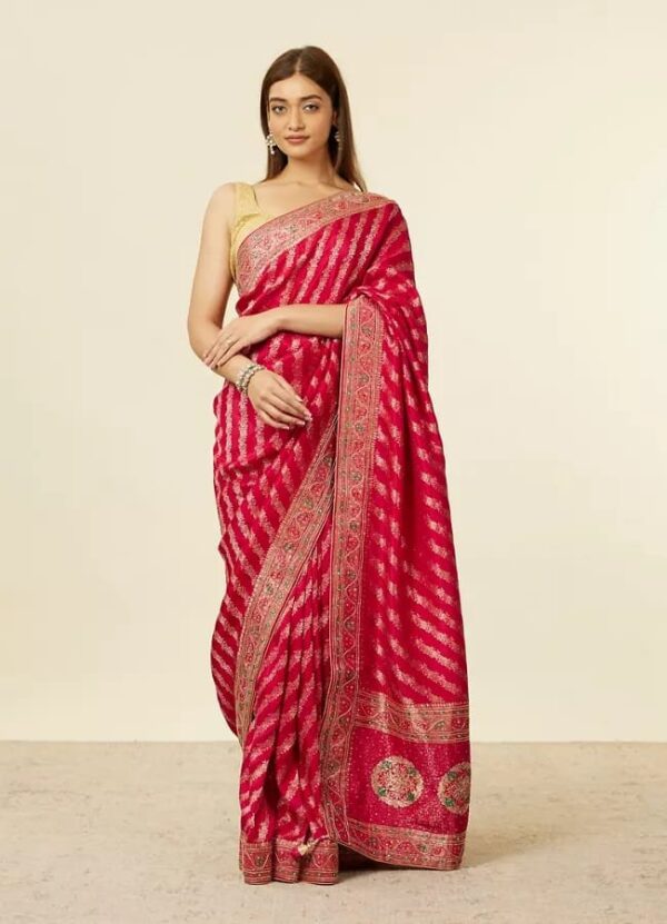 Deep Red Elegance Zari Silk Saree