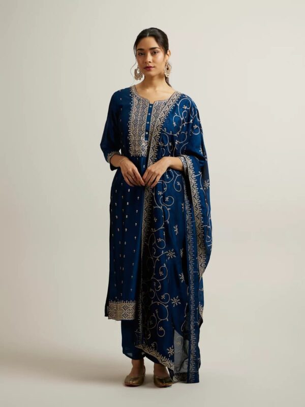 Royal Blue Gold Embroidered Salwar Kameez Set