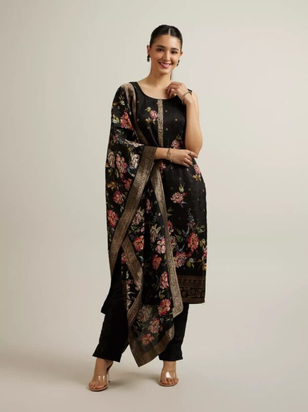 Black Blossom Printed Salwar Kameez Set