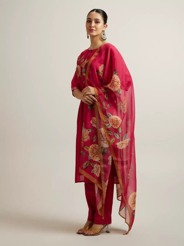 Radiant Red Heritage Embroidered Kurta Set