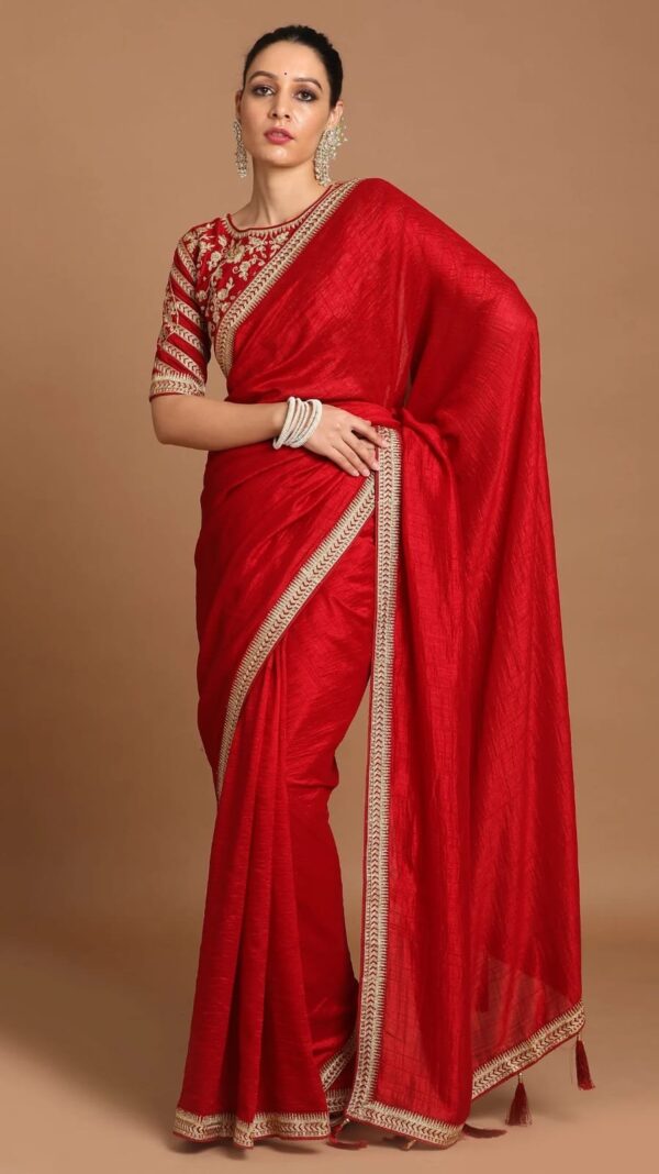 Ruby Flame Zari Silk Saree