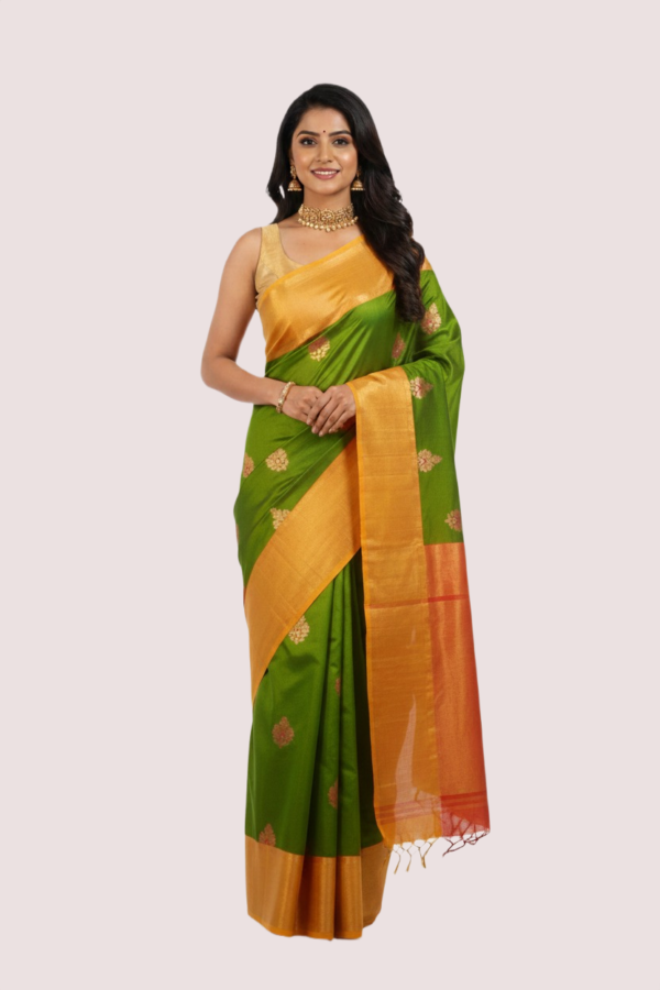 Multocolored Kanchipuram Elegant Saree