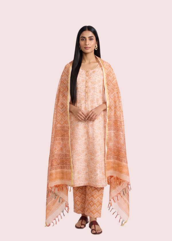 Lightweight Orange Kota Doria Suit Set