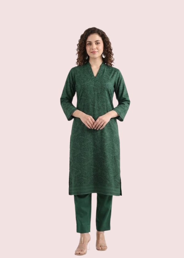 Green Short Sleeve Cotton Kurta
